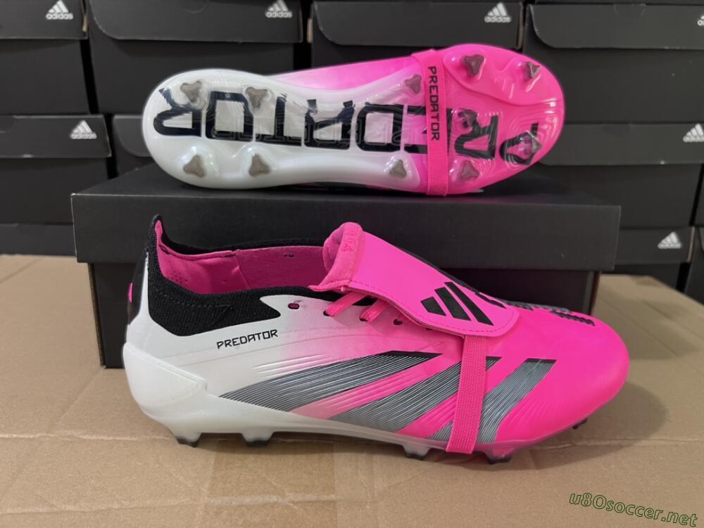 Men's Adidas Predator Elite Foldover Tongue FG Football Boots - Pink/Grey/White