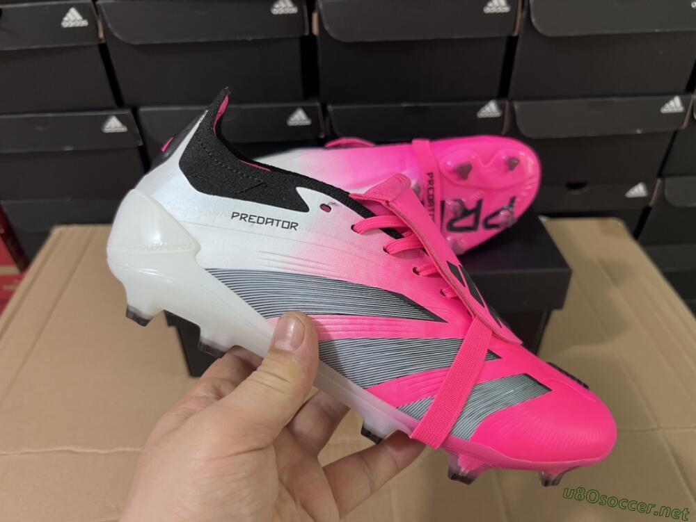 Men's Adidas Predator Elite Foldover Tongue FG Football Boots - Pink/Grey/White