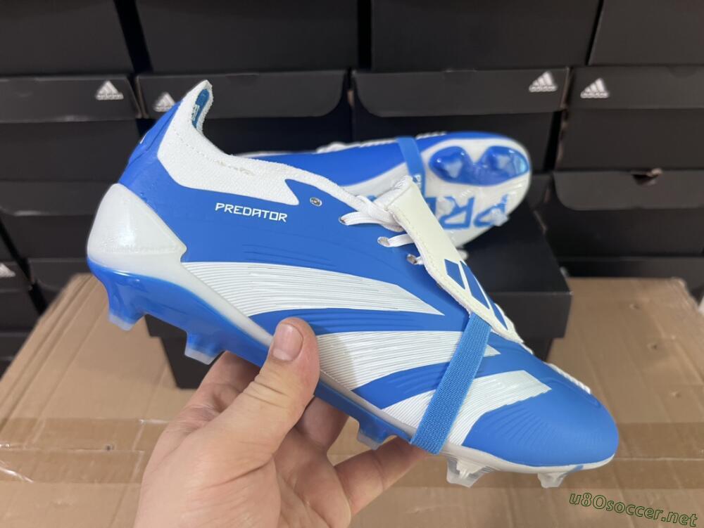 Men's Adidas Predator Elite Foldover Tongue FG Football Boots - Blue/white/Beige
