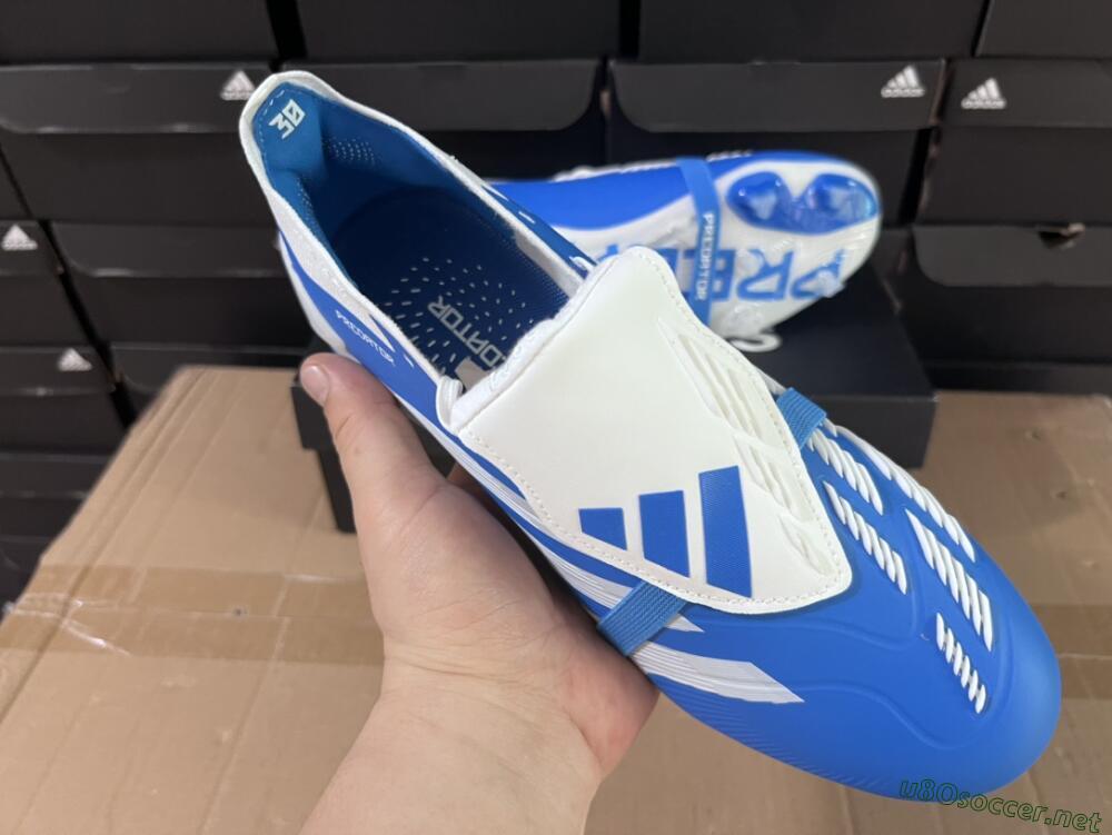 Men's Adidas Predator Elite Foldover Tongue FG Football Boots - Blue/white/Beige