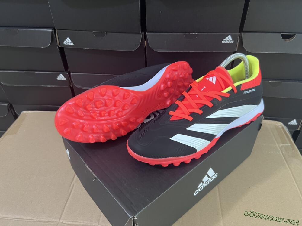 Men's Adidas Predator 24 Elite TF Football Shoes - Black/White/Orange