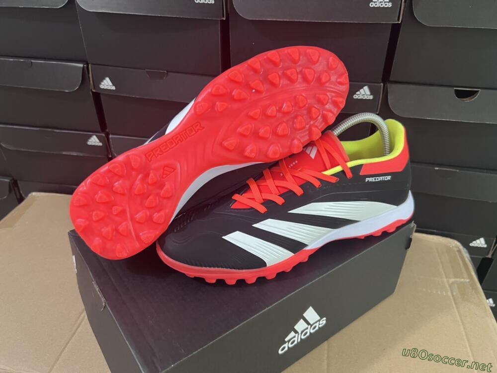 Men's Adidas Predator 24 Elite TF Football Shoes - Black/White/Orange
