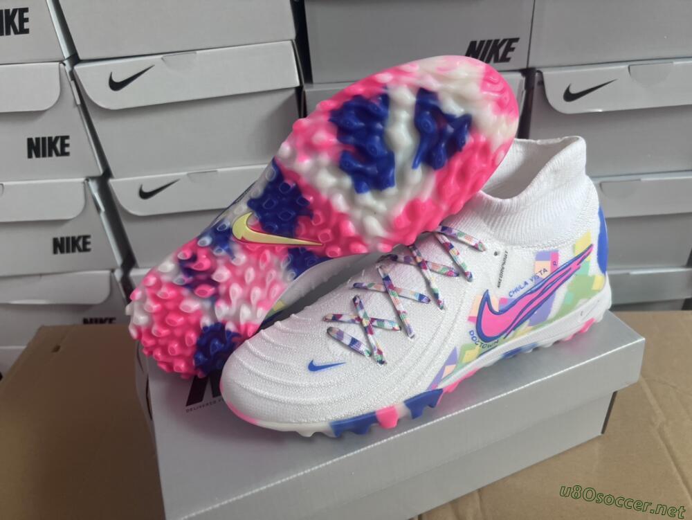 Men's Nike Phantom Luna 2 Elite TF Football Shoes - White/Pink/Blue