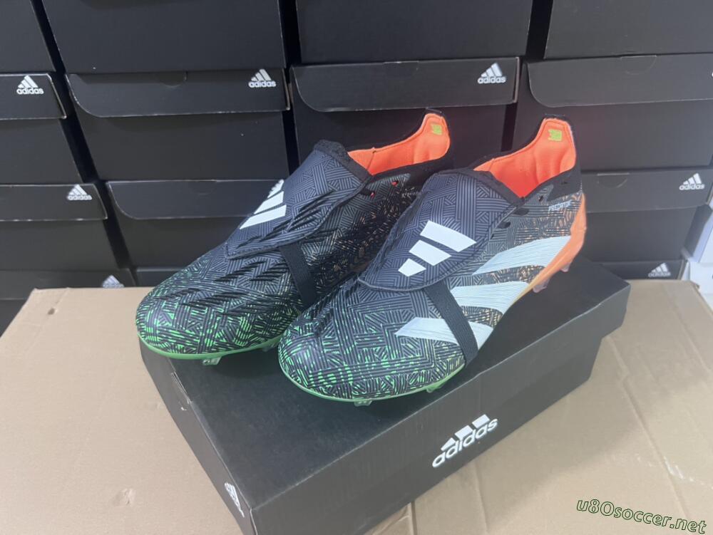 Men's Adidas Predator Elite Foldover Tongue FG Football Boots - Black/White/Green