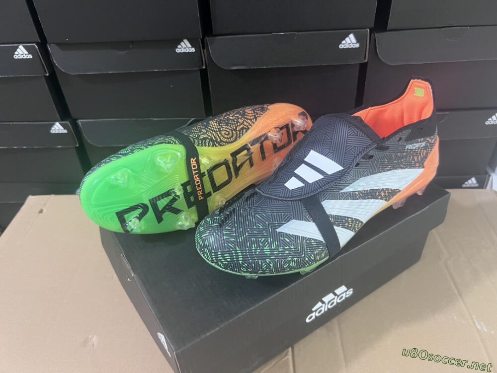 Men's Adidas Predator Elite Foldover Tongue FG Football Boots - Black/White/Green