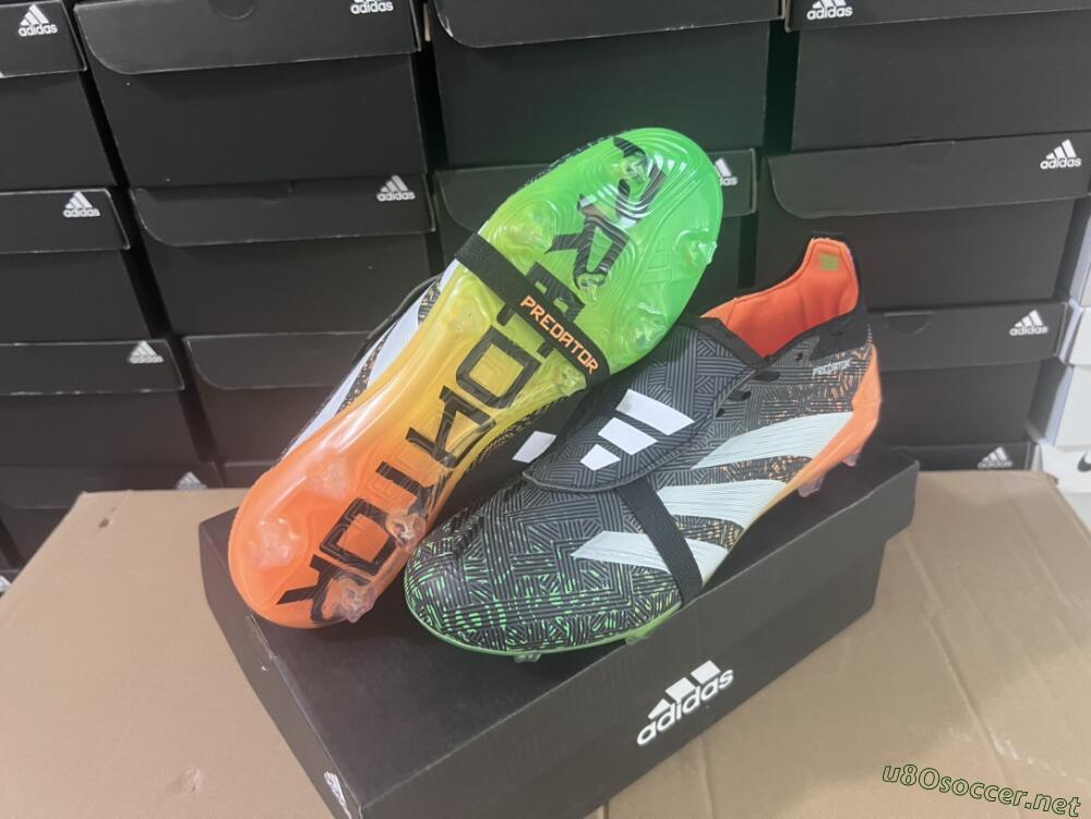 Men's Adidas Predator Elite Foldover Tongue FG Football Boots - Black/White/Green