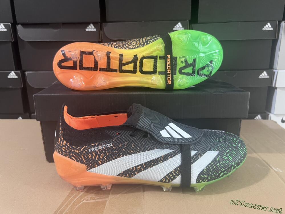 Men's Adidas Predator Elite Foldover Tongue FG Football Boots - Black/White/Green