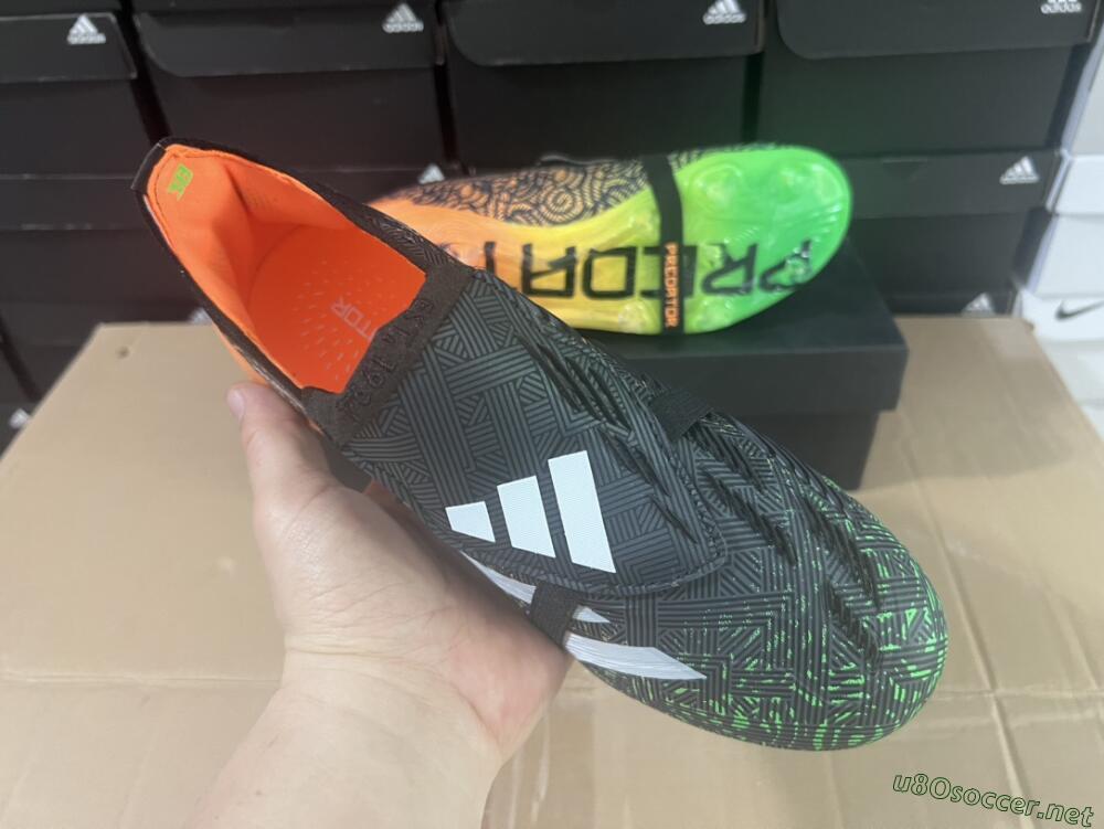 Men's Adidas Predator Elite Foldover Tongue FG Football Boots - Black/White/Green