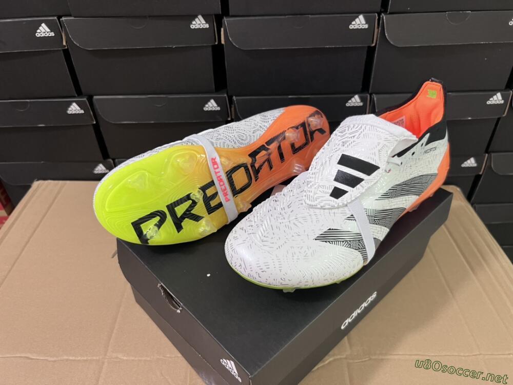 Men's Adidas Predator Elite Foldover Tongue FG Football Boots - White/Black/Orange