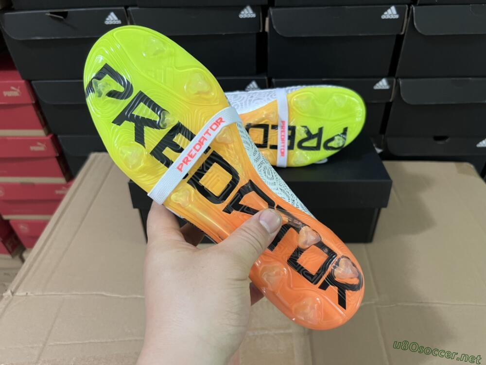 Men's Adidas Predator Elite Foldover Tongue FG Football Boots - White/Black/Orange