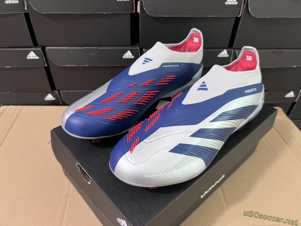Unisex Adidas Predator Accuracy+ Laceless FG Football Boots - Silver/Blue/Red