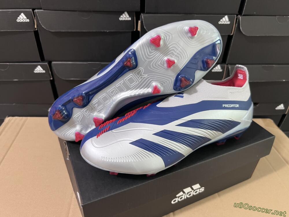 Unisex Adidas Predator Accuracy+ Laceless FG Football Boots - Silver/Blue/Red