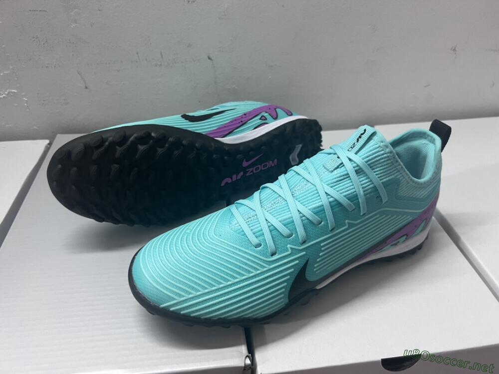 Unisex Nike Air Zoom Mercurial Vapor 15 Pro TF Football Shoes - Jade/Black/Purple