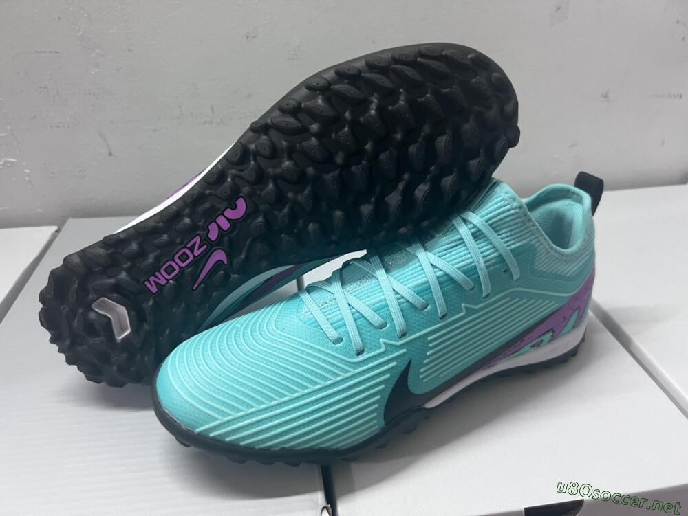 Unisex Nike Air Zoom Mercurial Vapor 15 Pro TF Football Shoes - Jade/Black/Purple