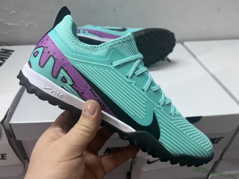 Unisex Nike Air Zoom Mercurial Vapor 15 Pro TF Football Shoes - Jade/Black/Purple