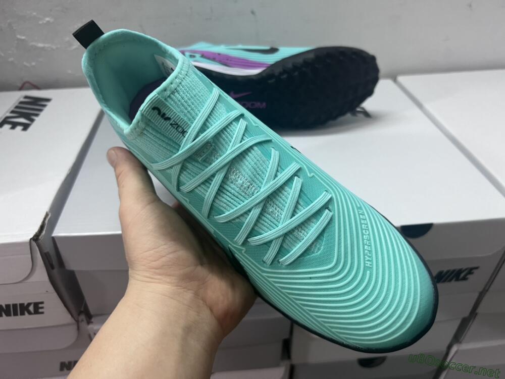 Unisex Nike Air Zoom Mercurial Vapor 15 Pro TF Football Shoes - Jade/Black/Purple