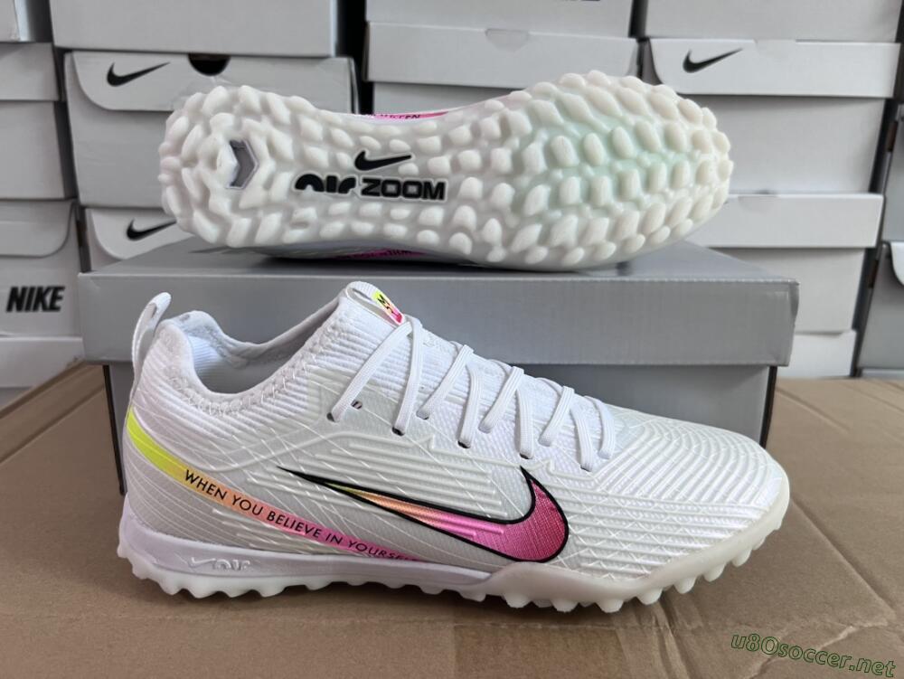 Men's Nike Air Zoom Mercurial Vapor 15 Elite TF Football Shoes - White/Black/Pink