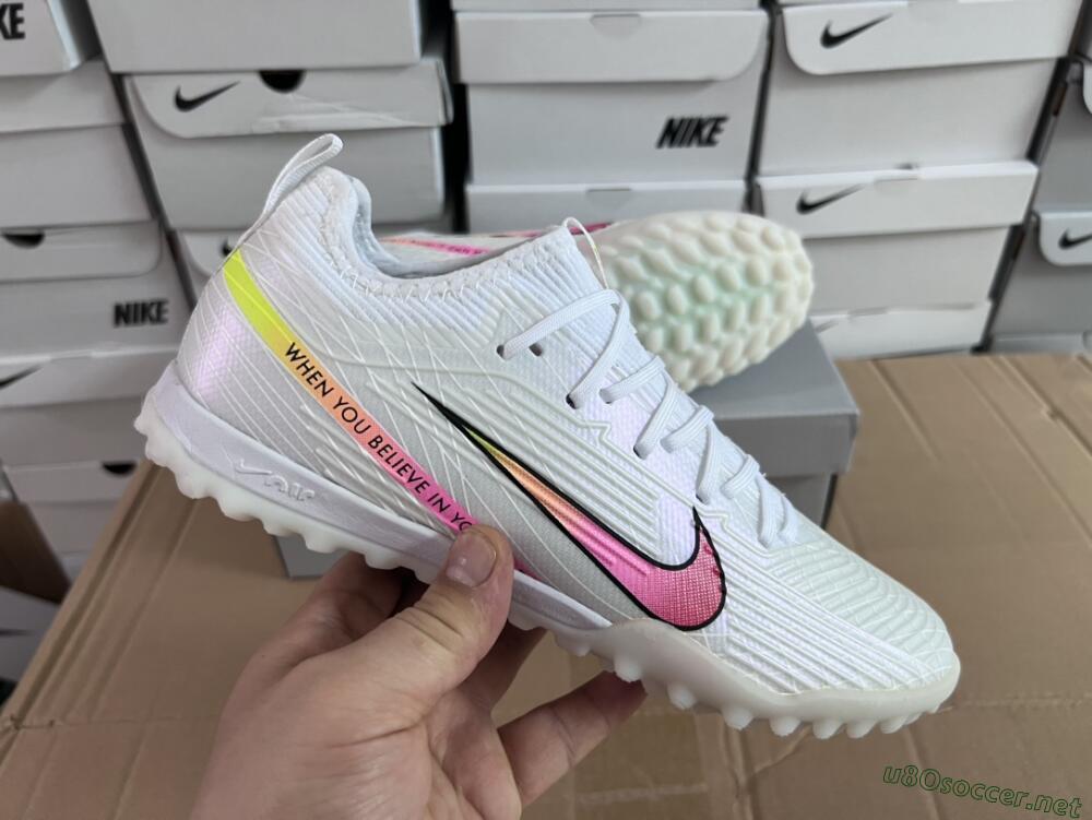 Men's Nike Air Zoom Mercurial Vapor 15 Elite TF Football Shoes - White/Black/Pink