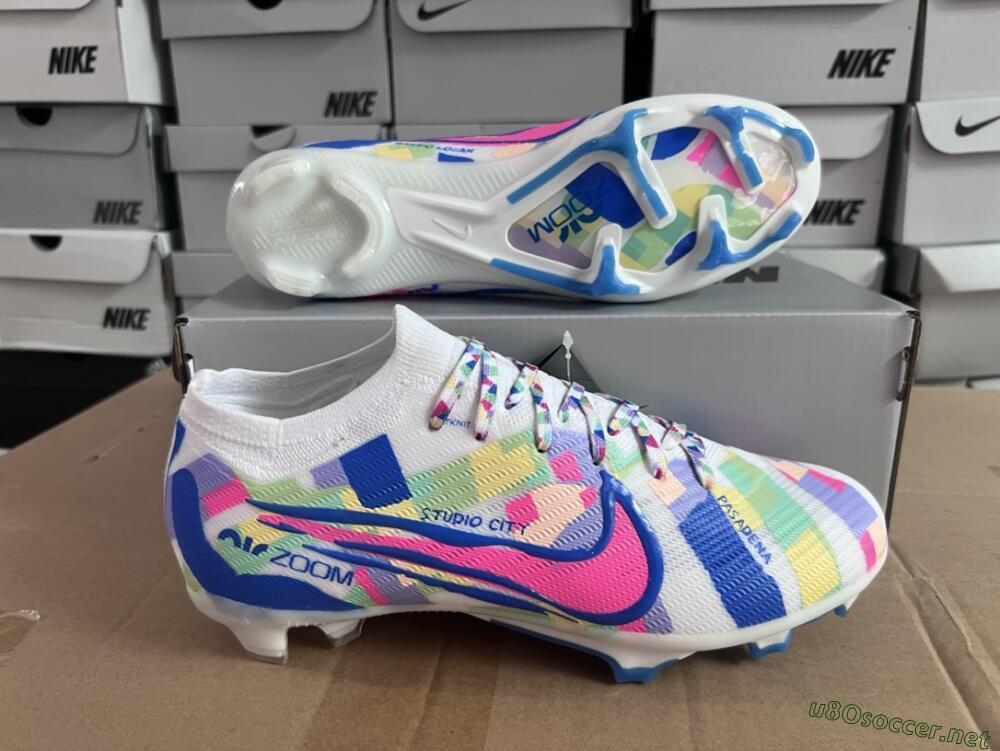 Unisex Nike Air Zoom Mercurial Vapor 15 Elite FG Football Boots - Beige/Blue/Yellow/Pink