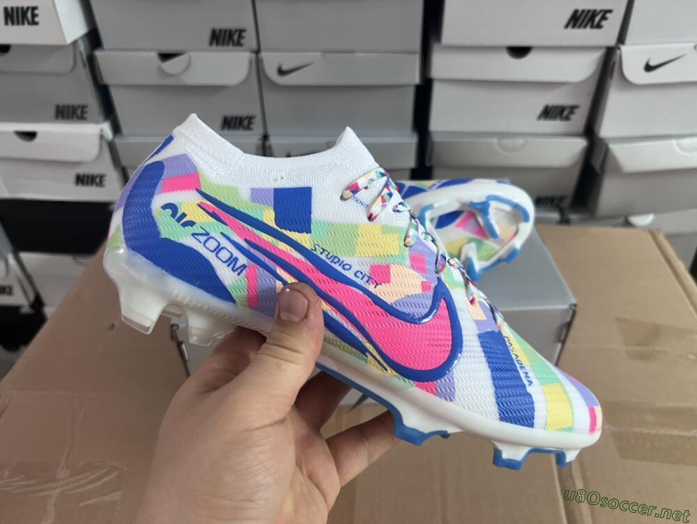 Unisex Nike Air Zoom Mercurial Vapor 15 Elite FG Football Boots - Beige/Blue/Yellow/Pink