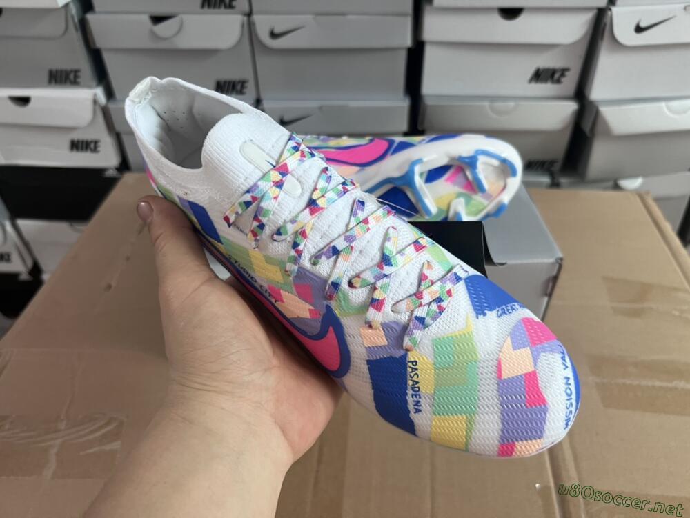 Unisex Nike Air Zoom Mercurial Vapor 15 Elite FG Football Boots - Beige/Blue/Yellow/Pink