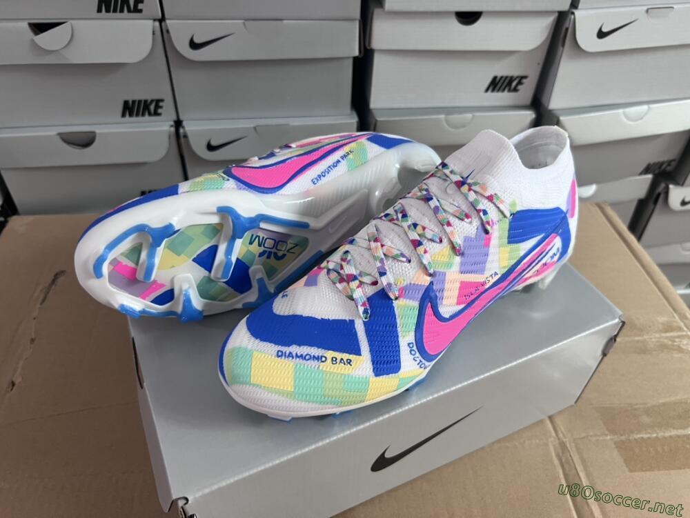 Unisex Nike Air Zoom Mercurial Vapor 15 Elite FG Football Boots - Beige/Blue/Yellow/Pink