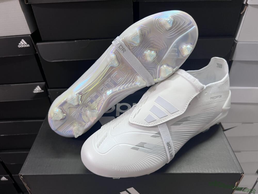 Unisex Adidas Predator Elite Foldover Tongue FG Football Boots - Beige/White/Silver