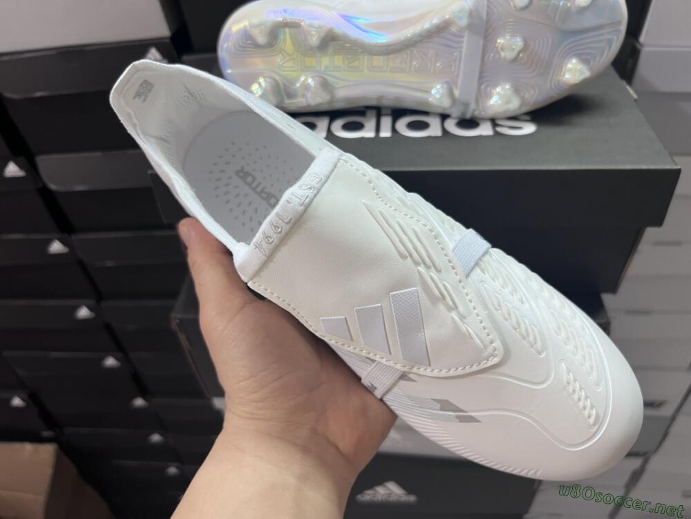 Unisex Adidas Predator Elite Foldover Tongue FG Football Boots - Beige/White/Silver