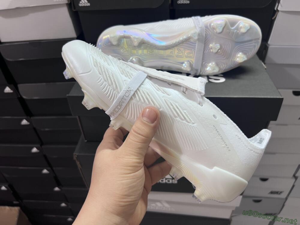 Unisex Adidas Predator Elite Foldover Tongue FG Football Boots - Beige/White/Silver
