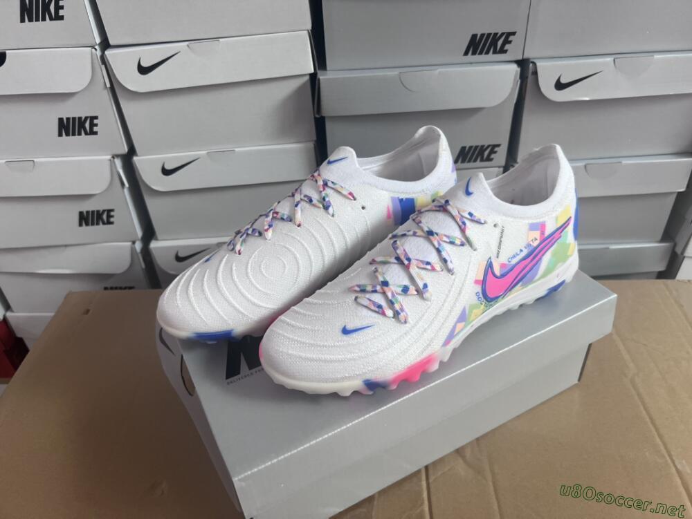 Men's Nike Phantom Luna Elite TF Football Shoes - White/Blue/Pink/Yellow