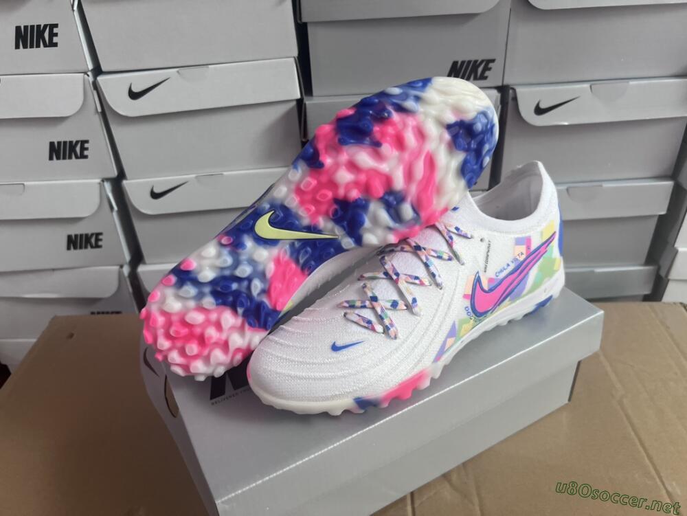 Men's Nike Phantom Luna Elite TF Football Shoes - White/Blue/Pink/Yellow