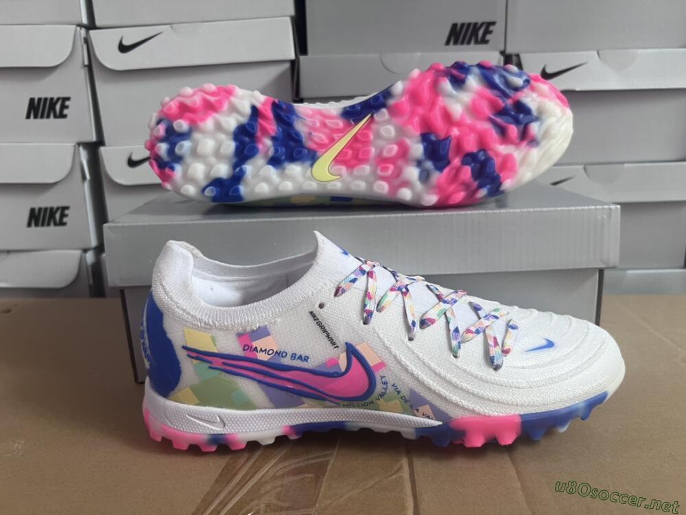 Men's Nike Phantom Luna Elite TF Football Shoes - White/Blue/Pink/Yellow