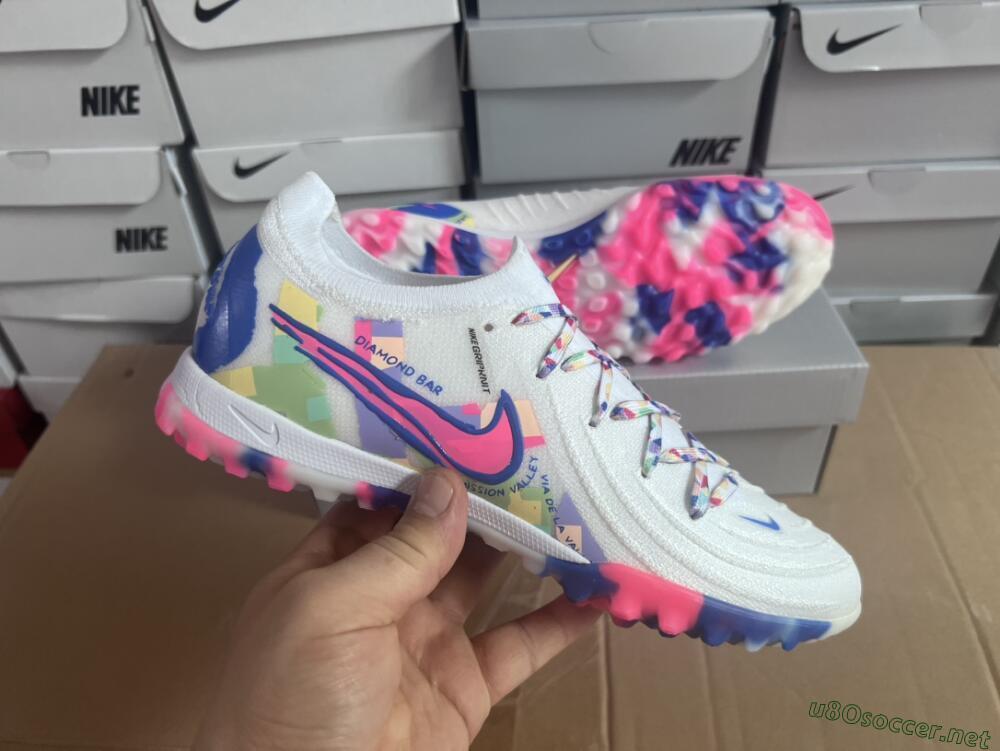 Men's Nike Phantom Luna Elite TF Football Shoes - White/Blue/Pink/Yellow
