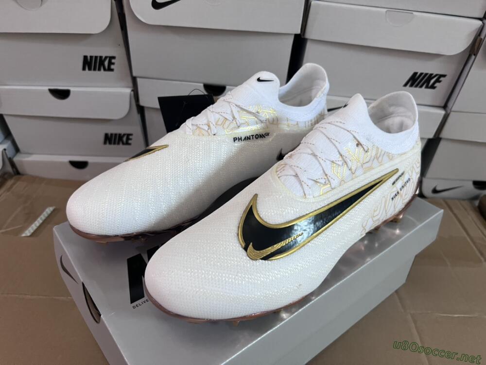 Men's Nike Phantom GX Elite United Golden Pack FG Football Boots - White/Metallic Gold/Black