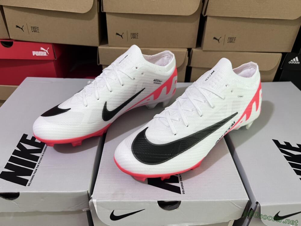 Men's Nike Air Zoom Mercurial Vapor 15 Elite FG Football Boots - White/Black/Red