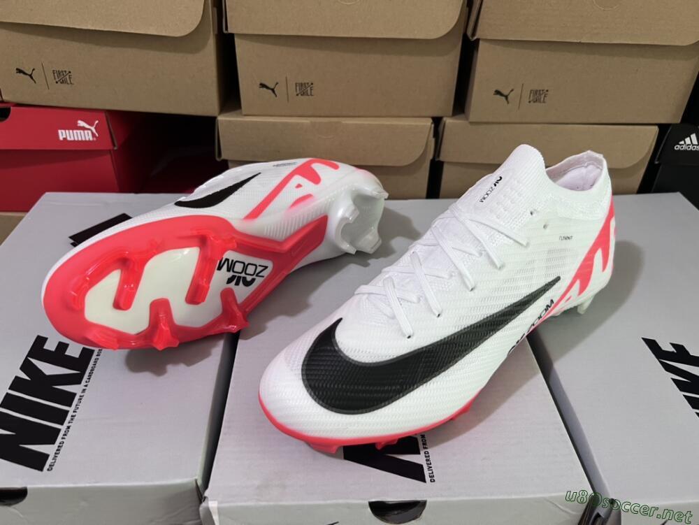 Men's Nike Air Zoom Mercurial Vapor 15 Elite FG Football Boots - White/Black/Red