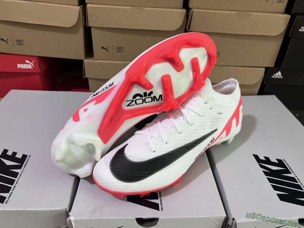 Men's Nike Air Zoom Mercurial Vapor 15 Elite FG Football Boots - White/Black/Red