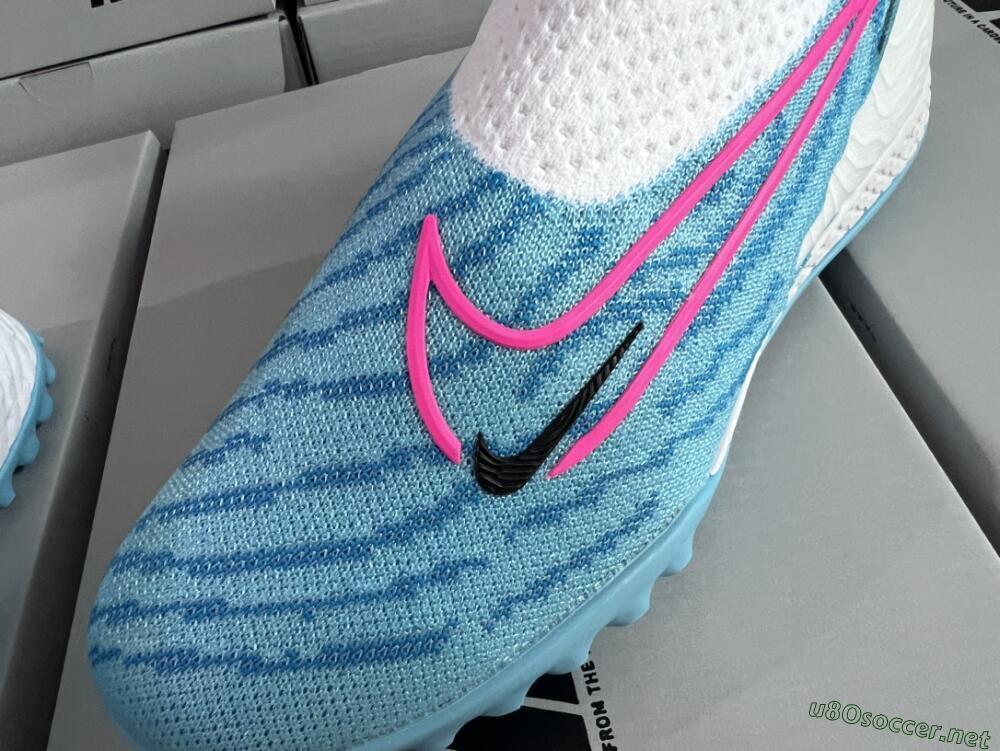 Men's Nike Phantom GX Elite DF Link TF Football Shoes - White/Blue/Pink