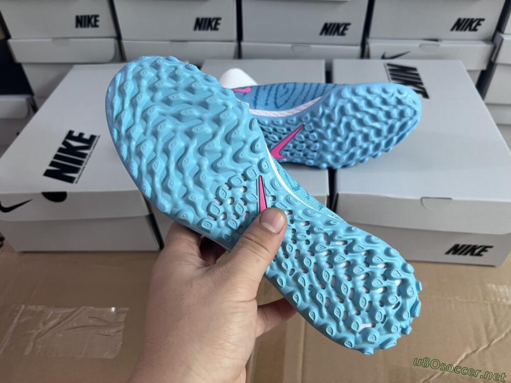 Men's Nike Phantom GX Elite DF Link TF Football Shoes - White/Blue/Pink