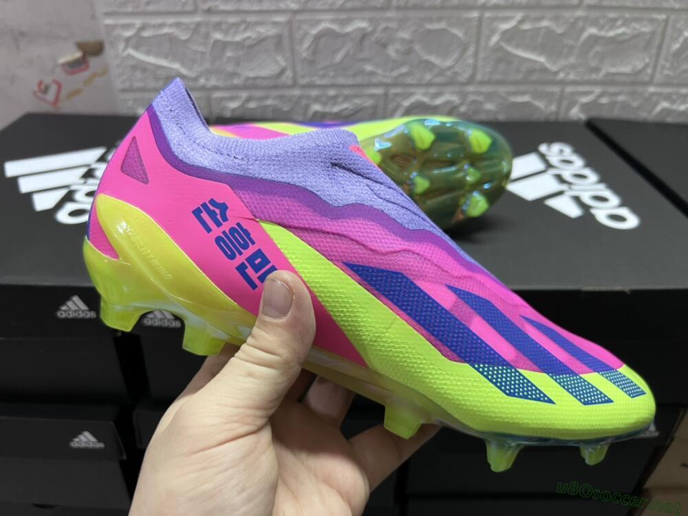 Men's Adidas X Crazyfast+ FG Football Boots - Purple/Pink/Green/Blue