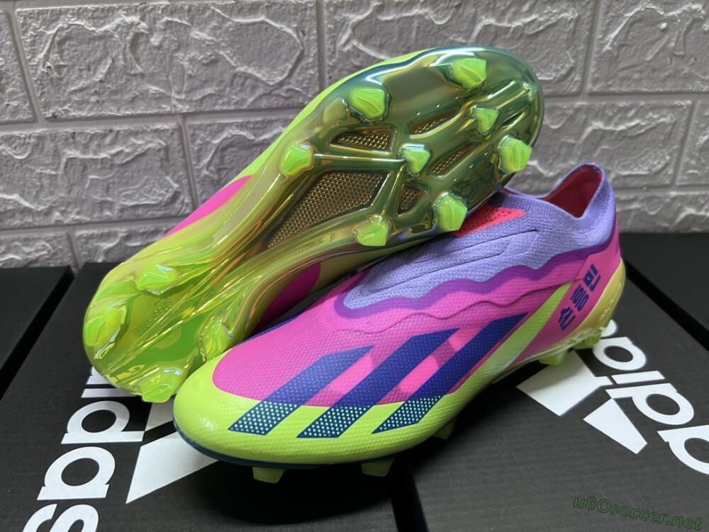 Men's Adidas X Crazyfast+ FG Football Boots - Purple/Pink/Green/Blue