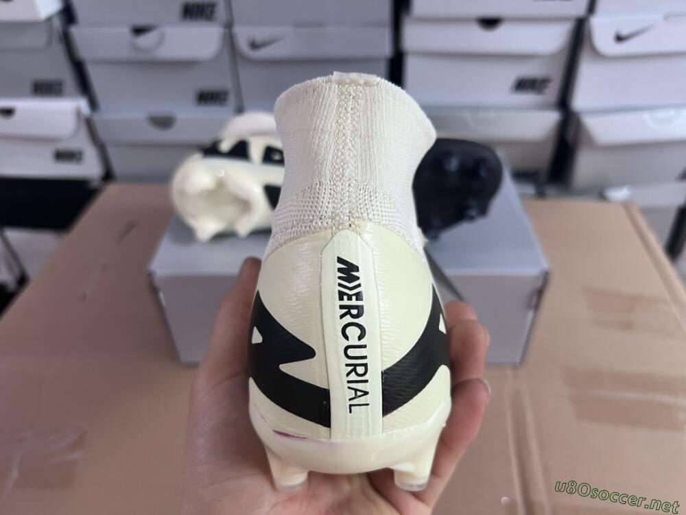 Men's Nike Air Zoom Mercurial Superfly 9 Elite AG Football Boots - Beige/Black/White