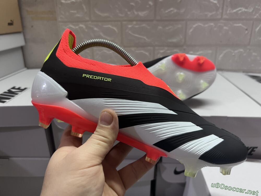 Men's Adidas Predator Elite Laceless FG Football Boots - Black/White/Red