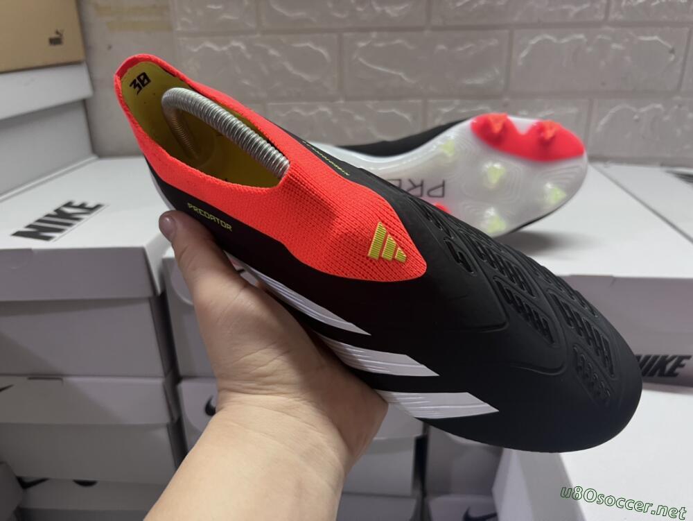 Men's Adidas Predator Elite Laceless FG Football Boots - Black/White/Red