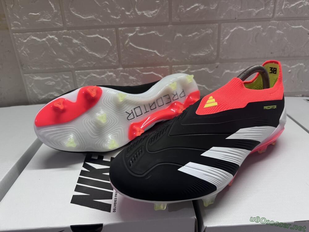 Men's Adidas Predator Elite Laceless FG Football Boots - Black/White/Red