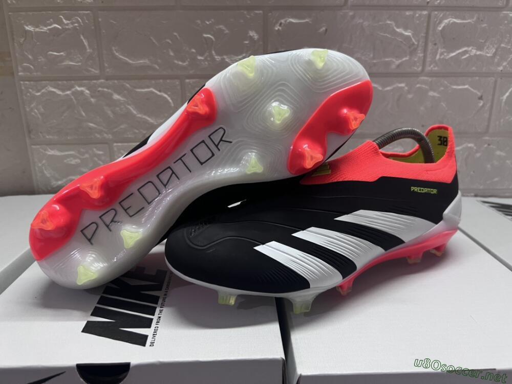 Men's Adidas Predator Elite Laceless FG Football Boots - Black/White/Red