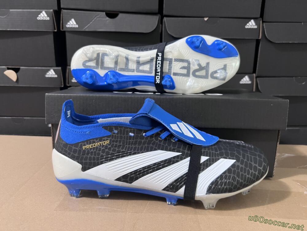 Unisex Adidas Predator Elite Foldover Tongue FG Football Boots - Black/White/Blue