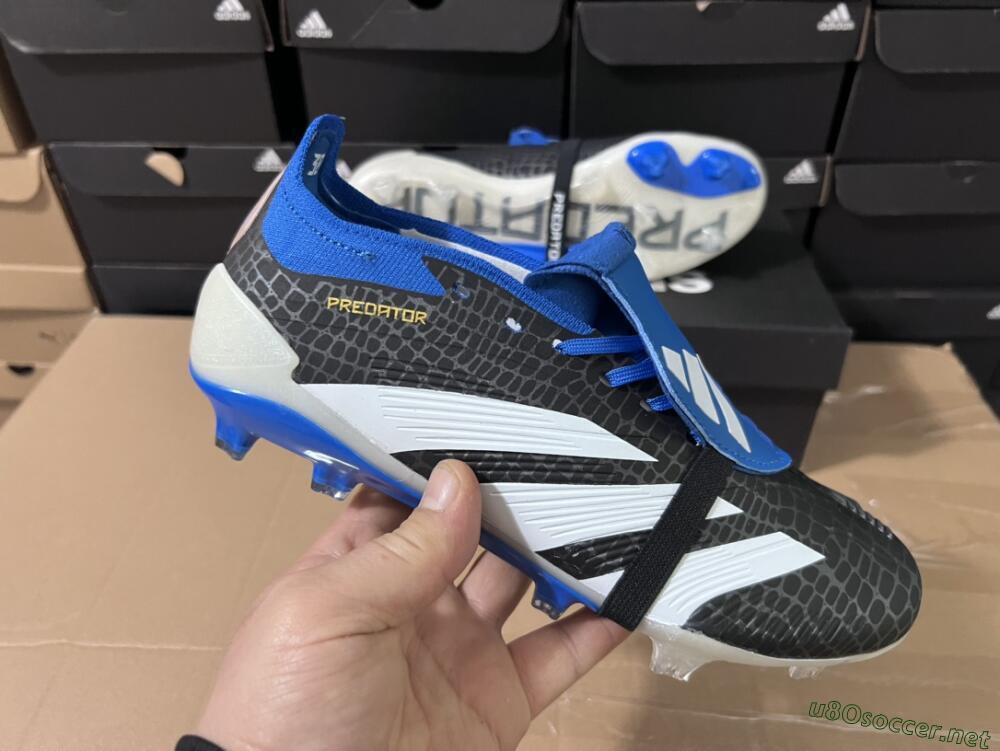 Unisex Adidas Predator Elite Foldover Tongue FG Football Boots - Black/White/Blue