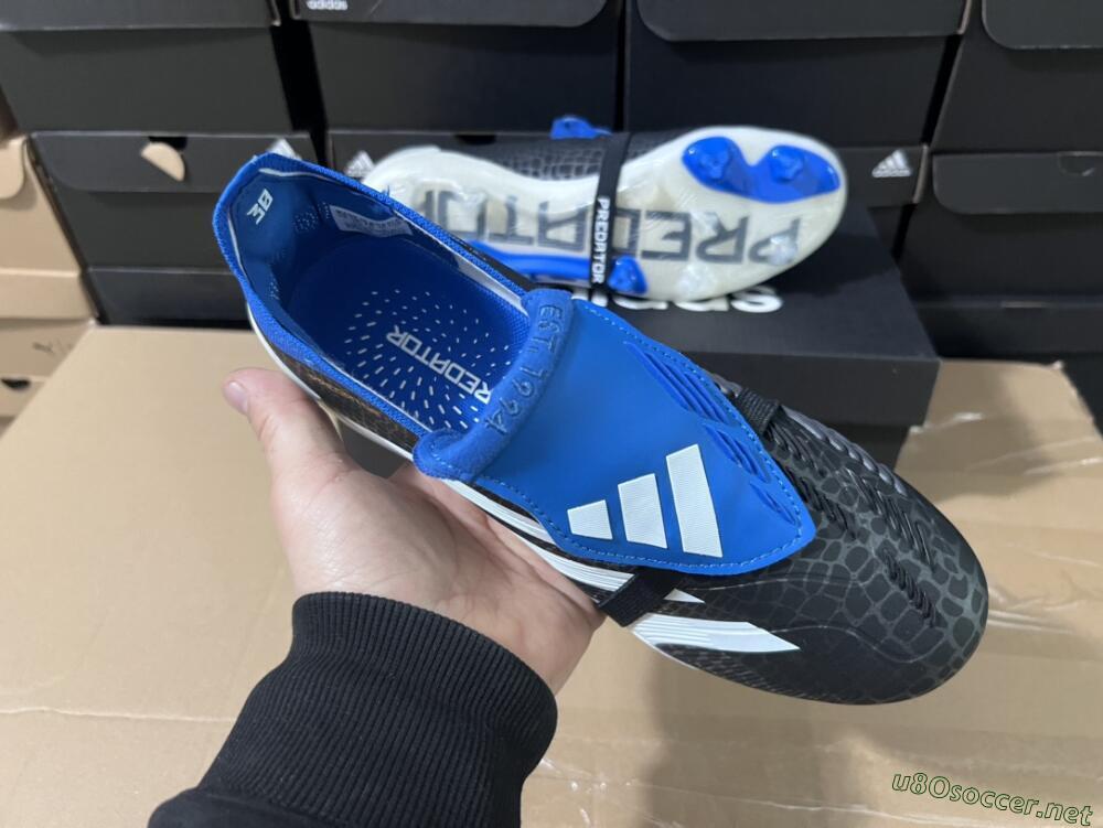 Unisex Adidas Predator Elite Foldover Tongue FG Football Boots - Black/White/Blue