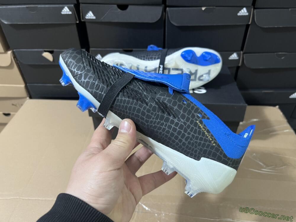 Unisex Adidas Predator Elite Foldover Tongue FG Football Boots - Black/White/Blue
